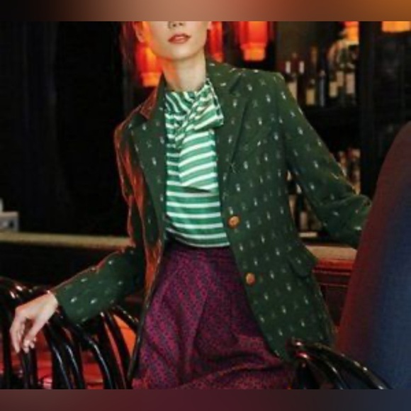Anthropologie Madchen Wool Blend Forest Green Blazer Jacket Size Small - Picture 3 of 17